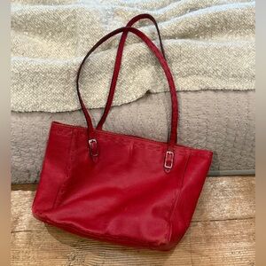Vintage Red Leather Tote Bag